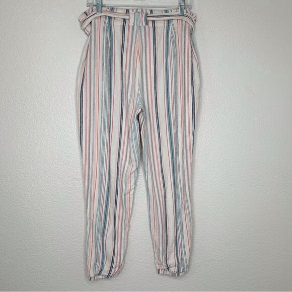 Indigo Rein Linen Blend Belted Paperbag Jogger Pants, Size XL - Picture 8 of 12